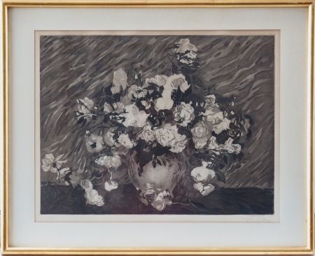 エッチングと　アクチアント Villon - Les roses (d'après Van Gogh)