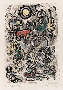 リトグラフ Chagall - Les saltimbanques