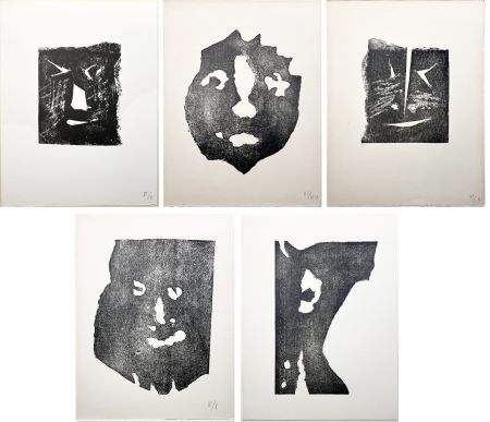 彫版 Picasso - LES TRANSPARENTS : La suite complète des 5 CARTALÉGRAPHIES ORIGINALES (PAB,1967)