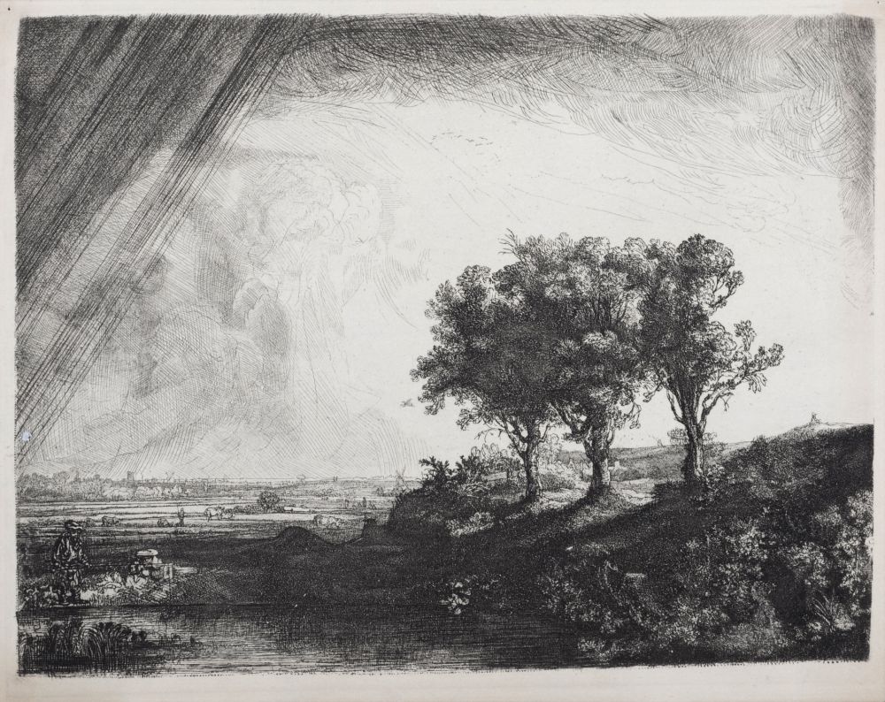 輪転グラビア印刷 Rembrandt - Les trois arbres, circa 1870