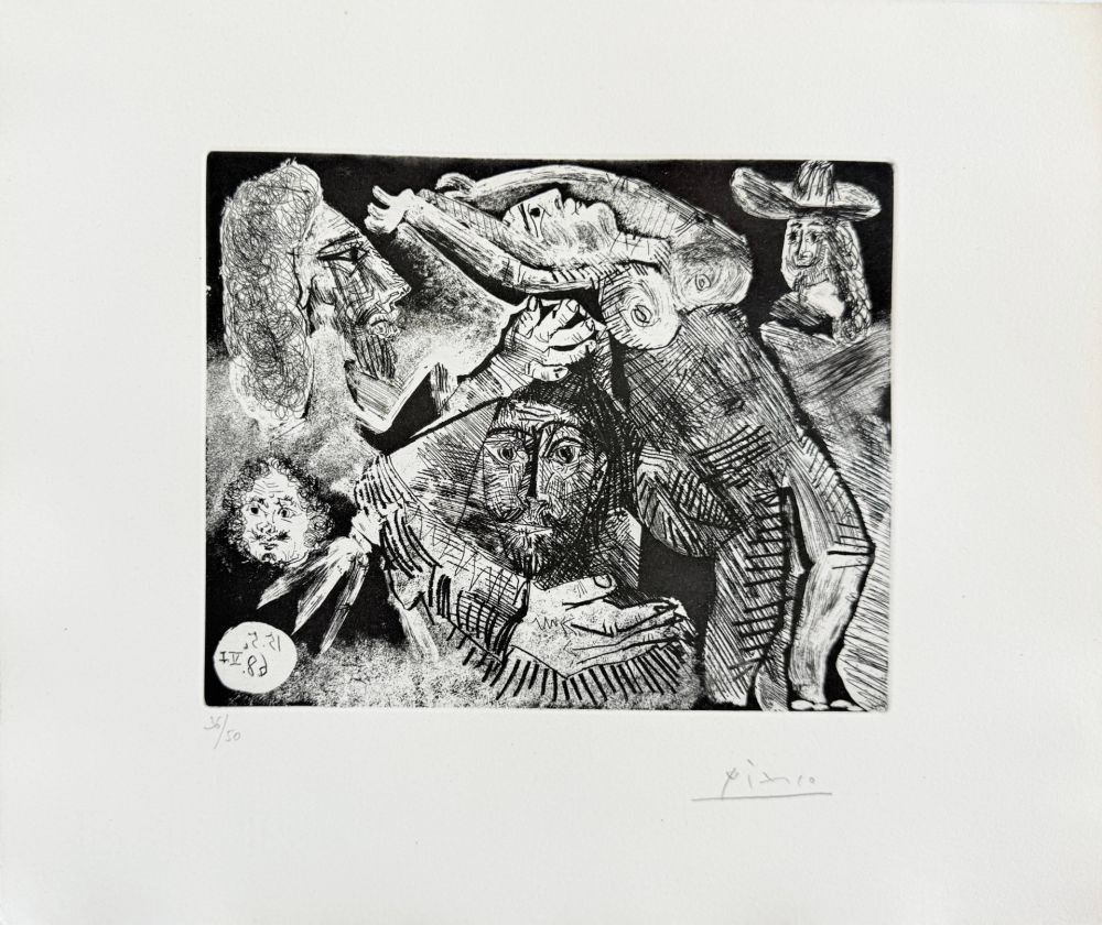 エッチングと　アクチアント Picasso - Les Trois mousquetaires, Series 347, Plate 91