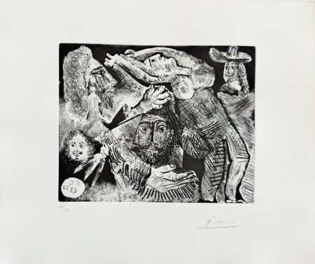 エッチングと　アクチアント Picasso - Les Trois mousquetaires, Series 347, Plate 91