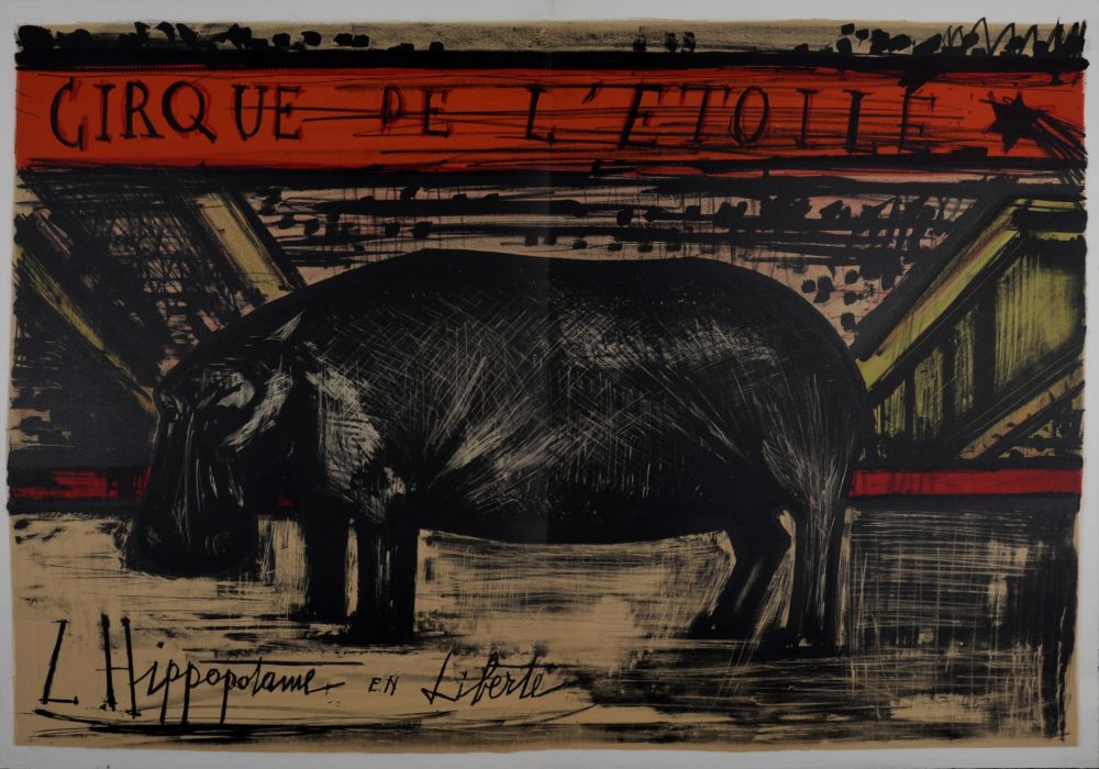 リトグラフ Buffet - L'hippopotame en liberté, 1968.