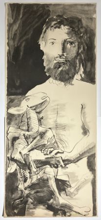 リトグラフ Picasso - L'Homme au mouton. 1967.
