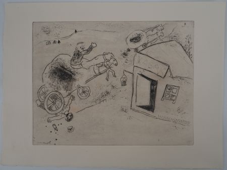 彫版 Chagall - L'homme renversé (Mort de Mets-les-pieds-dans-le-plat)