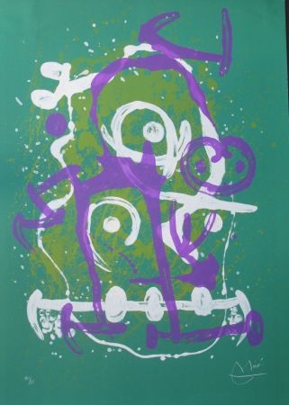 リトグラフ Miró - L'Illetre Vert Et Violet - M618