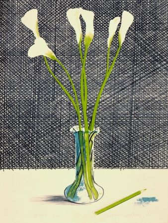 リトグラフ Hockney - Lillies (Still Life)