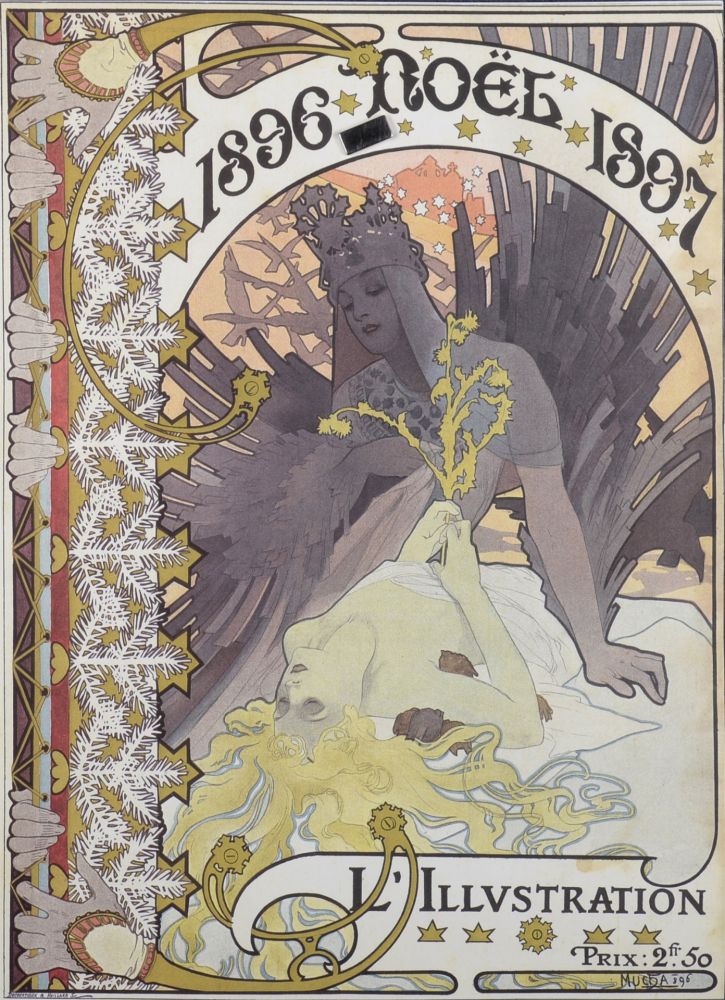 リトグラフ Mucha - L'Illustration magazine: cover for Christmas 1896/1897, (1896)
