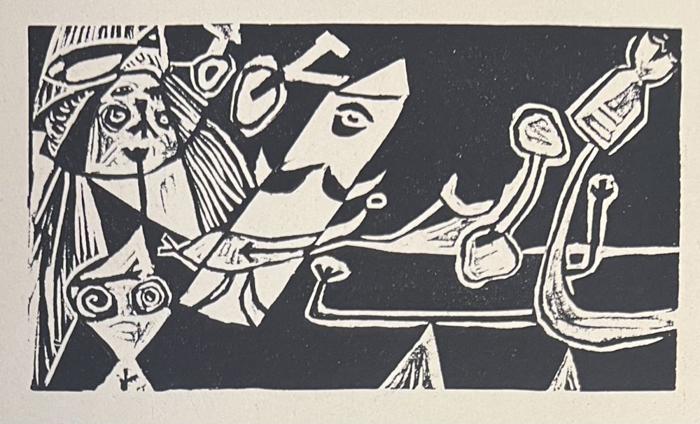 リノリウム彫版 Corneille - Linogravure Cobra La Belle d'une journée 1949