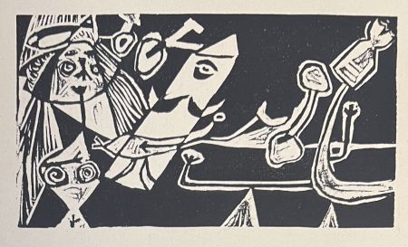 リノリウム彫版 Corneille - Linogravure Cobra La Belle d'une journée 1949