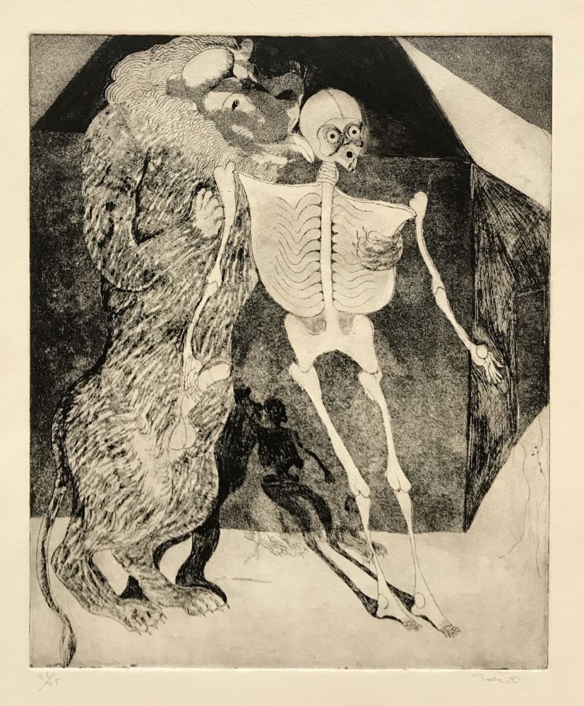 彫版 Toledo - Lion Licking Skeleton
