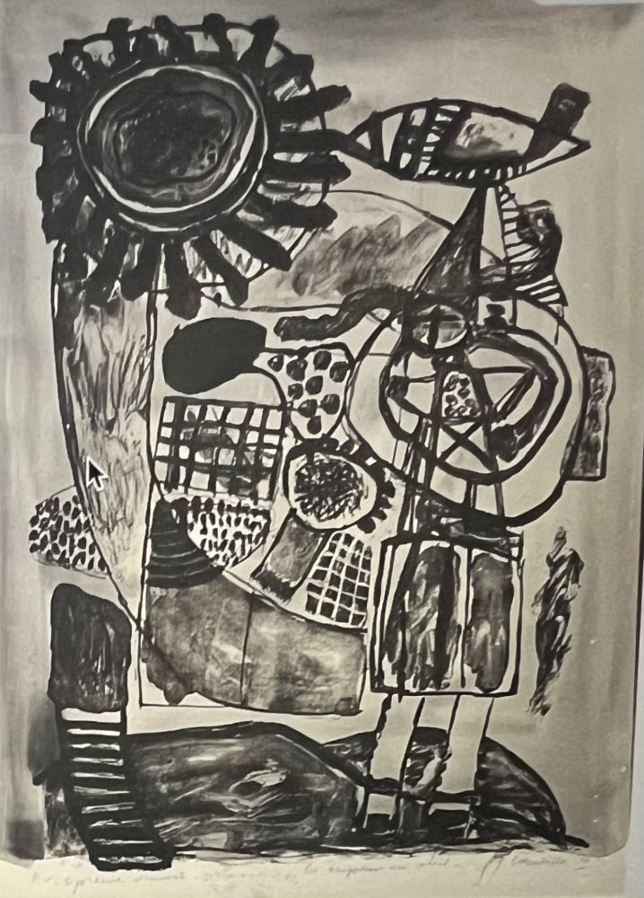 リトグラフ Corneille - Lithographie aquarellée La Baigneuse au soleil, 1974. Pièce Unique