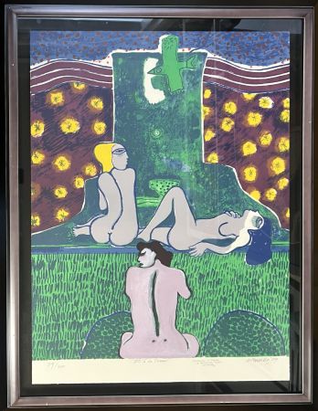 技術的なありません Corneille - Lithographie reprise à la gouache, Pièce Unique Un été à la Tour, 1979