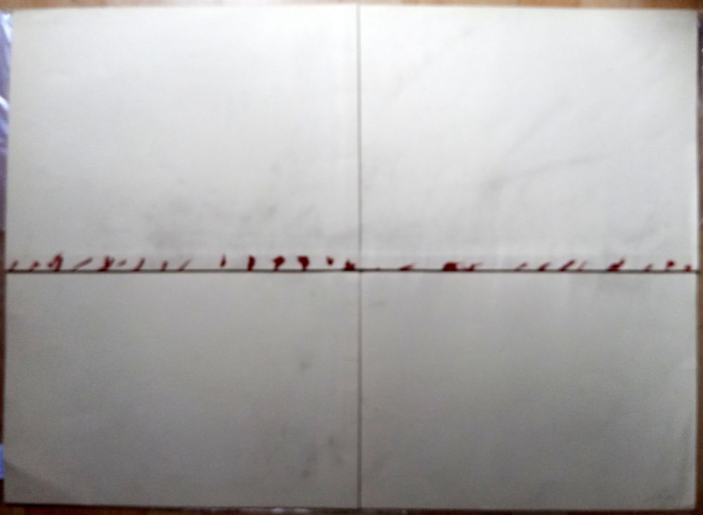 リトグラフ Tàpies - Litografía Doblada en Rojo y Gris