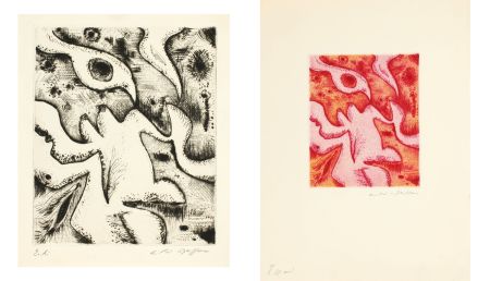 ポイントーセッシュ Masson - L'OISEAU AMOUREUX (1957). 2 épreuves d'artiste signées.
