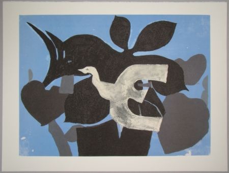 リトグラフ Braque - L'oiseau dans le paulownia