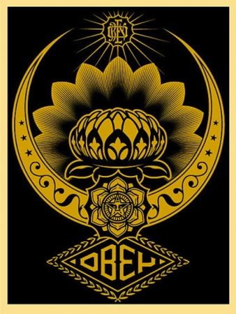 シルクスクリーン Fairey - Lotus Ornament Gold 