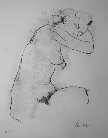 リトグラフ Bonabel - Louis-Ferdinand Céline - Litographie Originale / Original Lithograph - Autoportrait / Self-Portrait - Nu Feminin / Male Nude - 1945