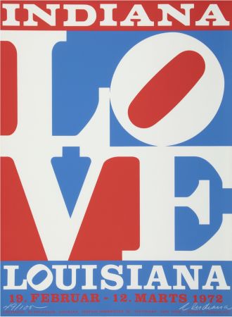 シルクスクリーン Indiana - Louisiane, LOVE, 1972 - Hand-signed