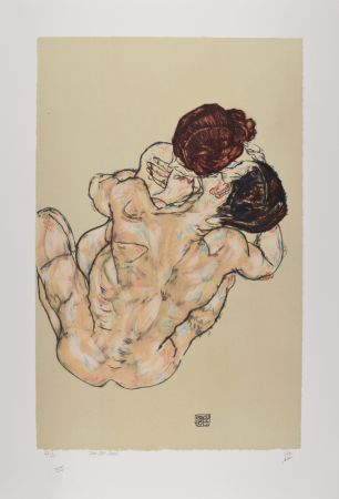 リトグラフ Schiele - Lovers, 1917 (Mann und frau, umarmung)