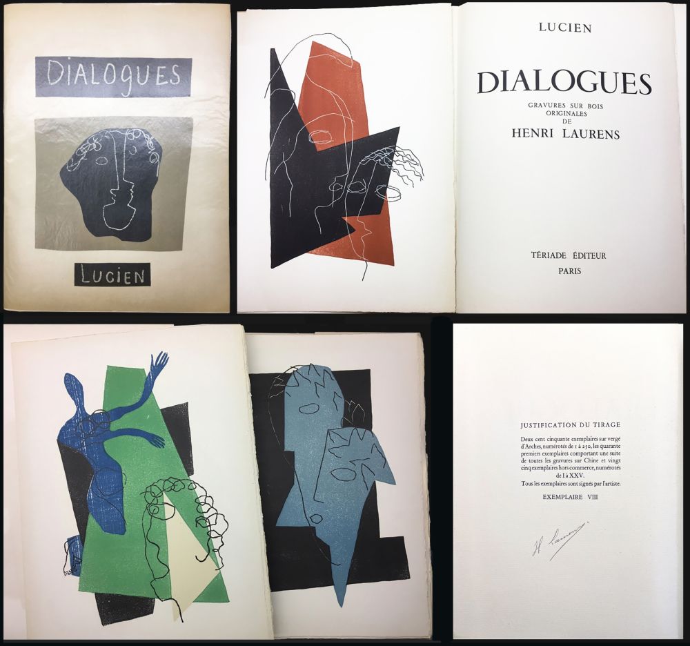 リトグラフ Laurens - Lucien de Samosate - DIALOGUES. Bois gravés en couleurs de Henri Laurens (Tériade 1951)