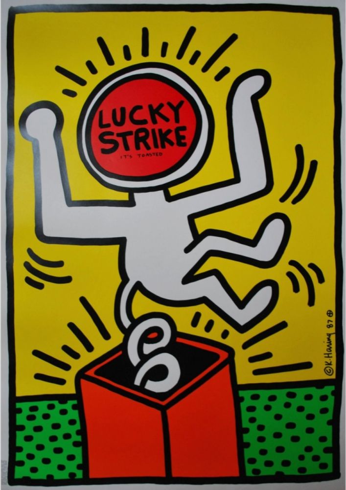 シルクスクリーン Haring - Lucky Strike, 1987