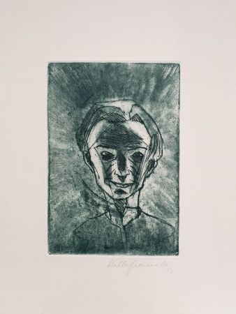 彫版 Gramatté - Lächelnder Kopf - Selbstporträt (Smiling Head - Self Portrait)