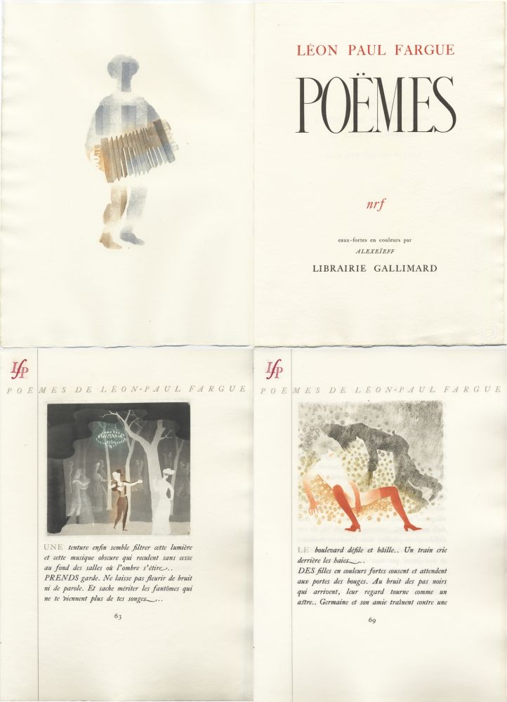 挿絵入り本 Alexeïeff - Léon-Paul Fargue : POÈMES. Eaux-fortes en couleurs par Alexeïeff (1943)