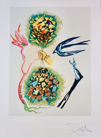 リトグラフ Dali - Magic Butterfly & The DreamApparition of The Rose 