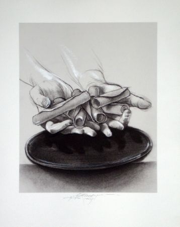 リトグラフ Pignon-Ernest - Mains aux cigares
