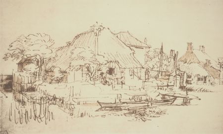 リトグラフ Rembrandt - Maisons sur le bord d'un canal