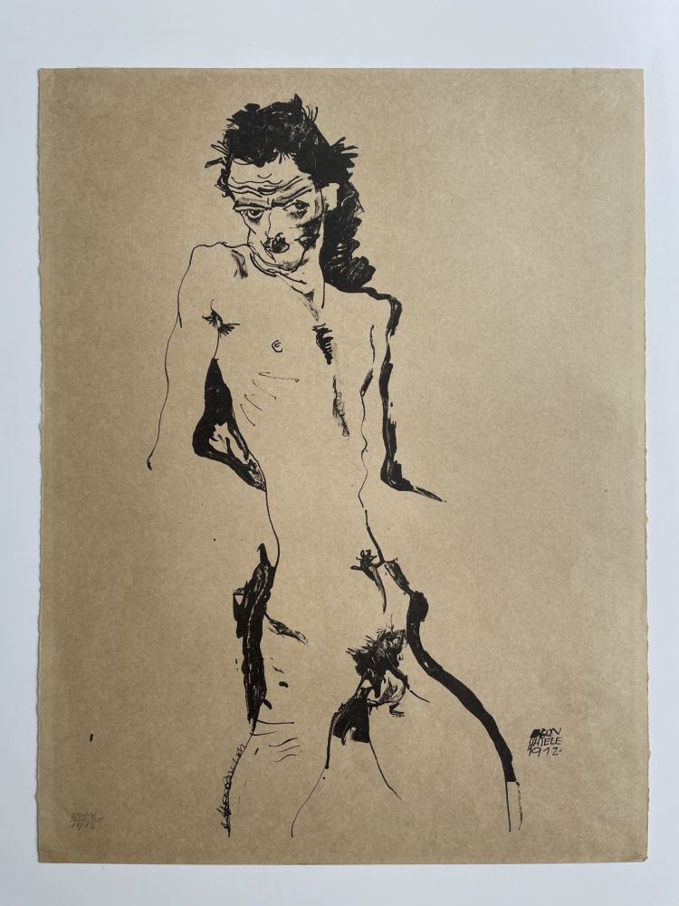 リトグラフ Schiele - MALE NUDE (Self Portrait) (KALLIR1)
