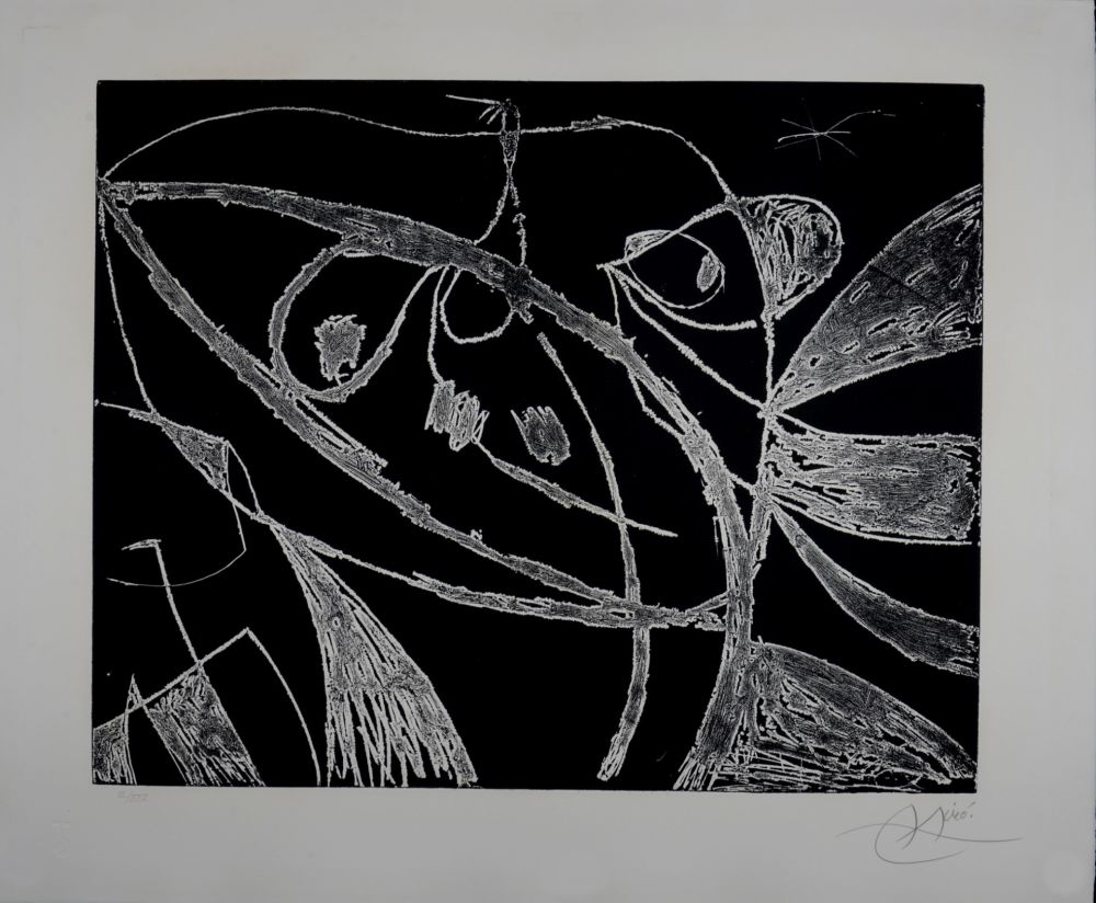 彫版 Miró - Mallorca - Negro y blanco IX, 1973 - Hand-signed