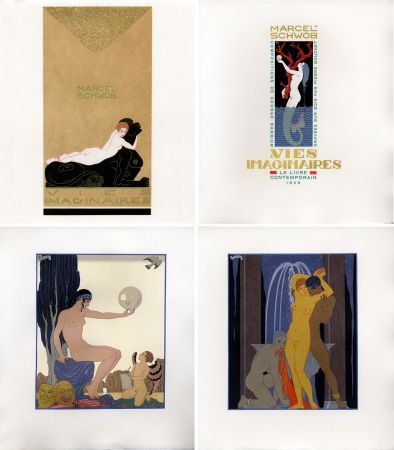 挿絵入り本 Barbier - Marcel Schwob : VIES IMAGINAIRES. Compositions par George Barbier. Le Livre Contemporain (1929). Dans une reliure Art-Déco.