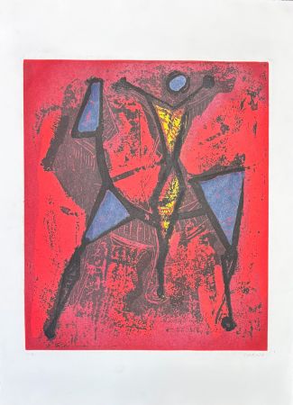 アクチアント Marini - Marino Marini (1901-1980) - CAVALIERE I - Color Aquatint on Goya paper - 1972