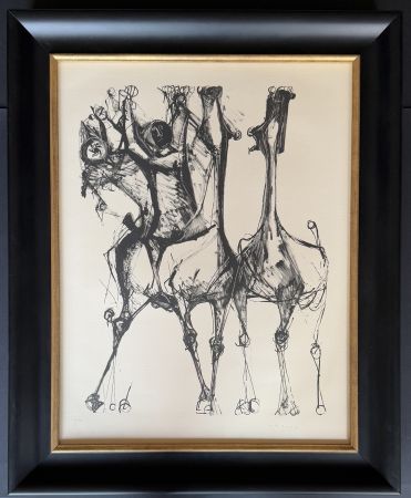 リトグラフ Marini - Marino Marini (1901 - 1980) - CAVALIERS ET CHEVAUX, FOND CREME - lithograph on paper - 1952