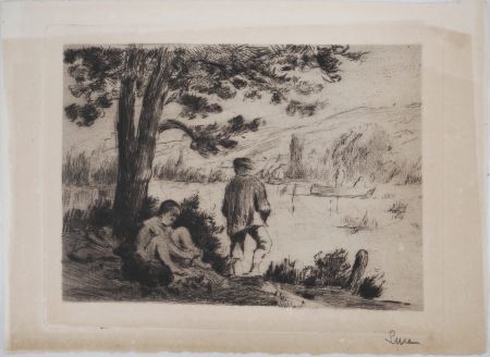 ポイントーセッシュ Luce - Maximilien LUCE - Après-midi d'Été dans l'Yonne Vers 1890 - Gravure originale signée