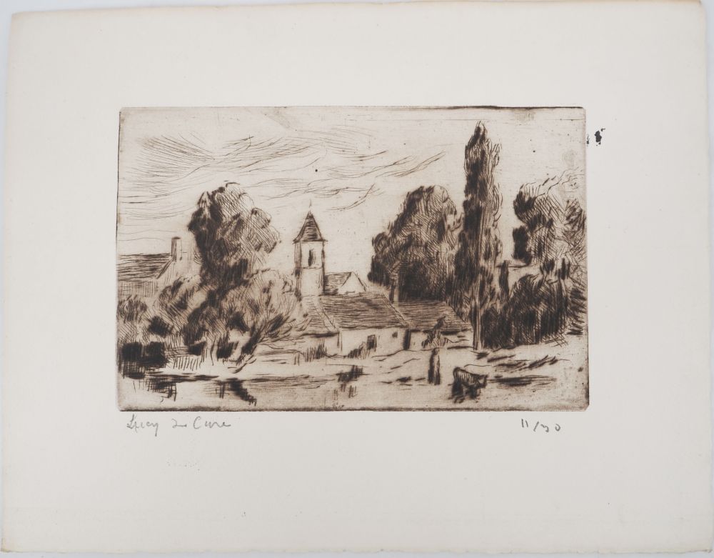 ポイントーセッシュ Luce - Maximilien LUCE - Paysage champêtre ( village de Bessy-sur-Cure)  - Gravure originale signée