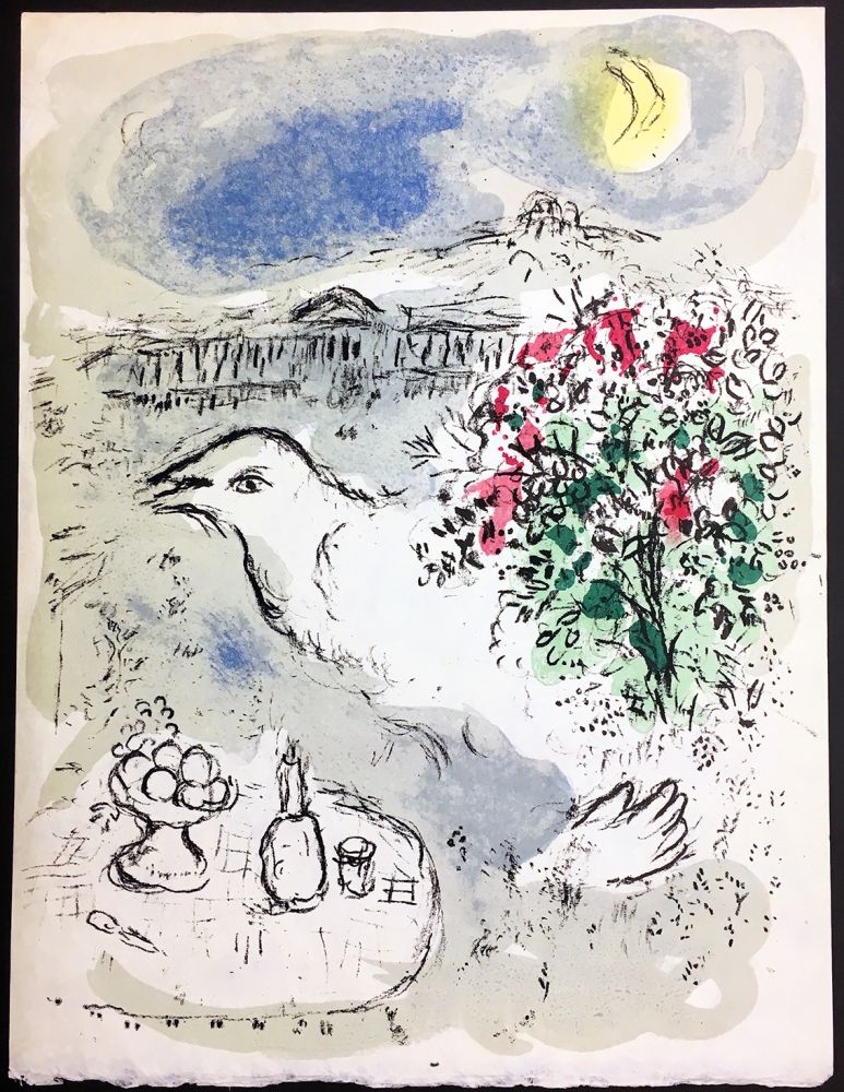 リトグラフ Chagall - MENU pour la Présidence de la République (tirage à part sur Japon nacré). 1977