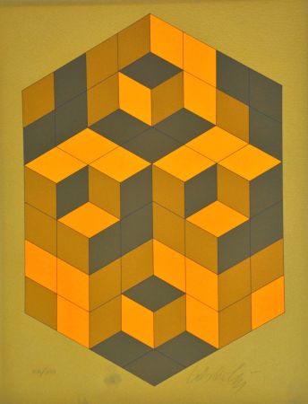シルクスクリーン Vasarely - Microcosmos