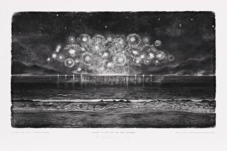 デジタル版画 Op De Beeck - Midnight, a calm Sea and some Firework