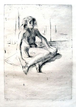 彫版 Villon - Minne assise à terre