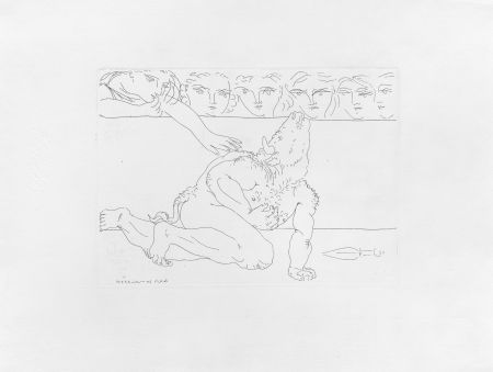 彫版 Picasso - Minotaure mourant et jeune fille pitoyable