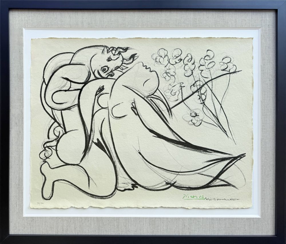 リトグラフ Picasso - Minoutaure et nue