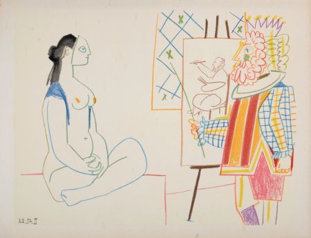 リトグラフ Picasso - Modele and King, 1954