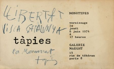 リトグラフ Tàpies - Monotypes