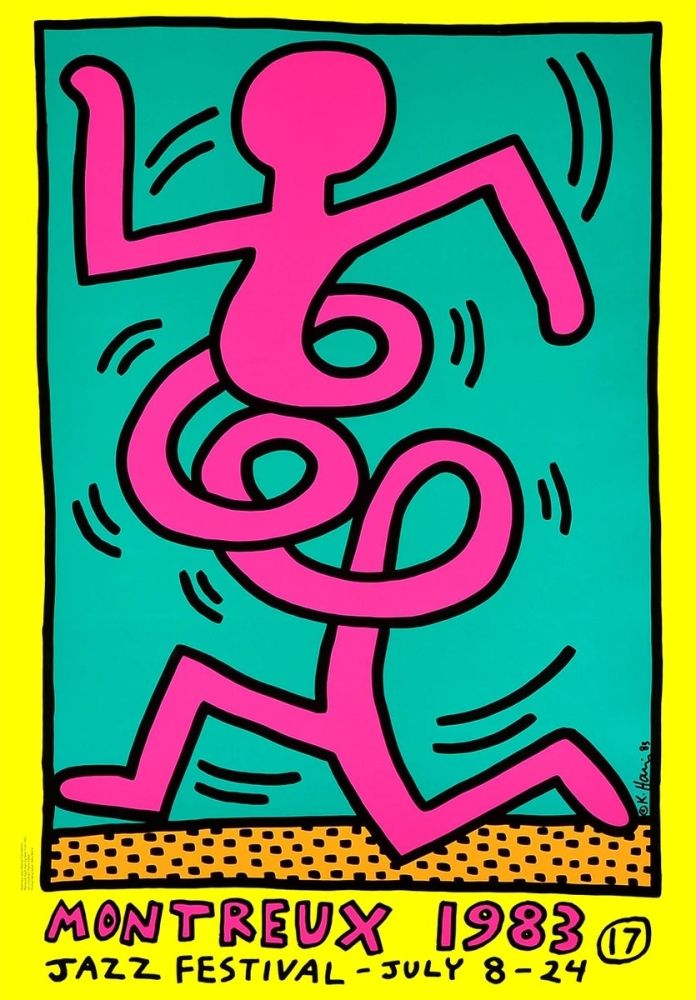 シルクスクリーン Haring - Montreux Jazz Festival Poster (Yellow)