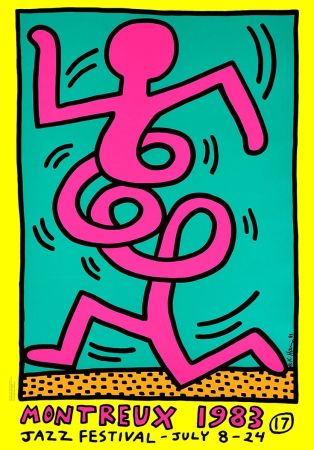 シルクスクリーン Haring - Montreux Jazz Festival Poster (Yellow)