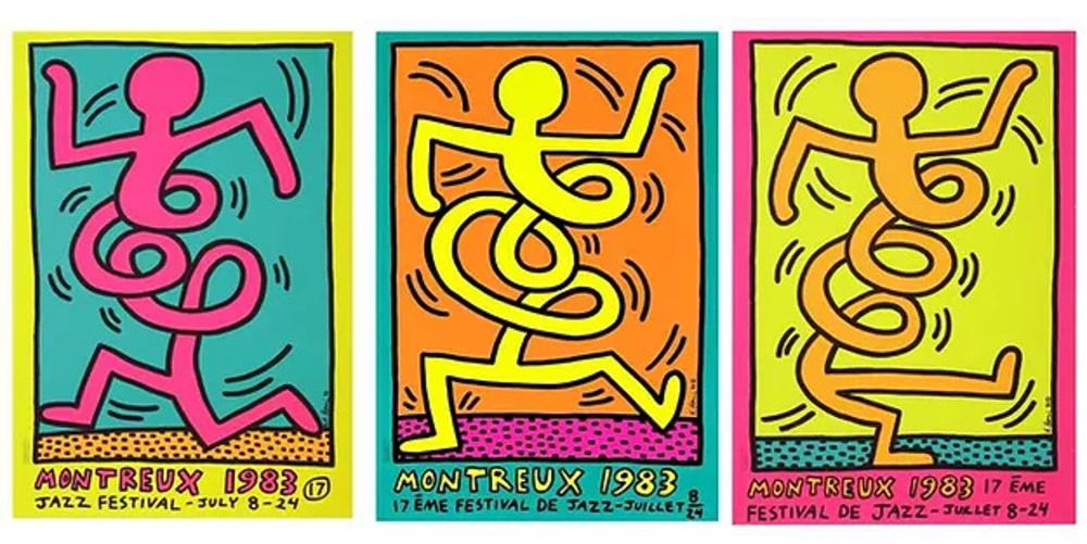 シルクスクリーン Haring - Montreux Jazz Festival: Three Prints