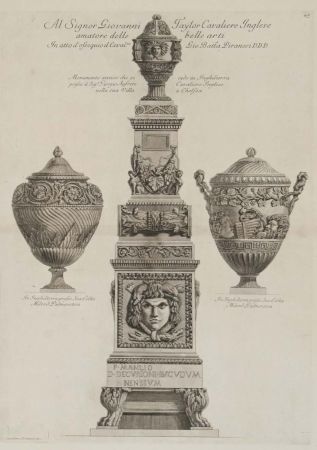 彫版 Piranesi - Monumento antiguo y dos vasos